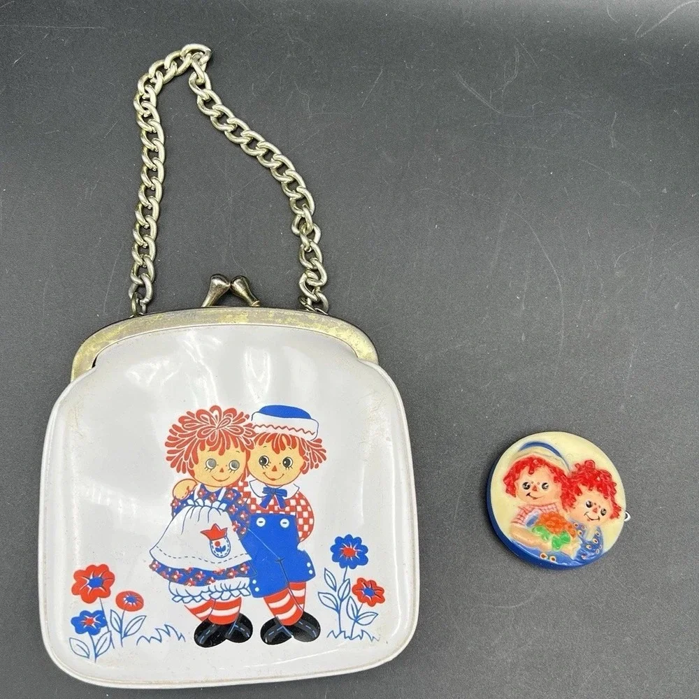 Vintage Hallmark Raggedy Ann Andy Change Coin Purse & Hair Barrette Set‎ Japan